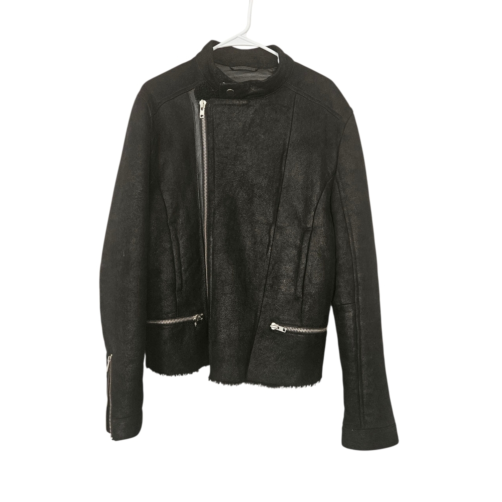 Avelon 100% Sherpa Aviator Moto Black Jacket Size 48/ XL
